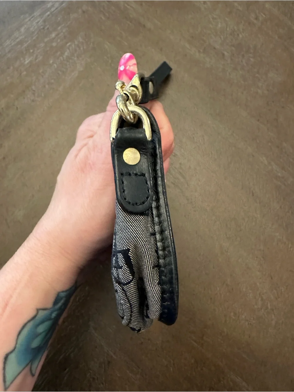 Dooney & Bourke Gray and Black Monogram Wristlet